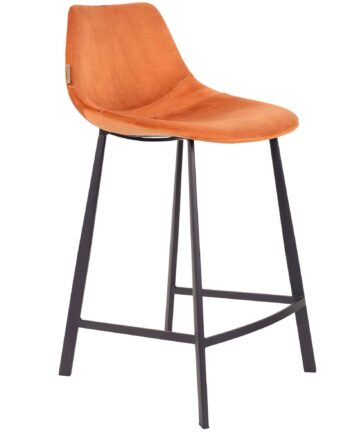 Franky Velvet kitchen stool Dutchbone orange 1